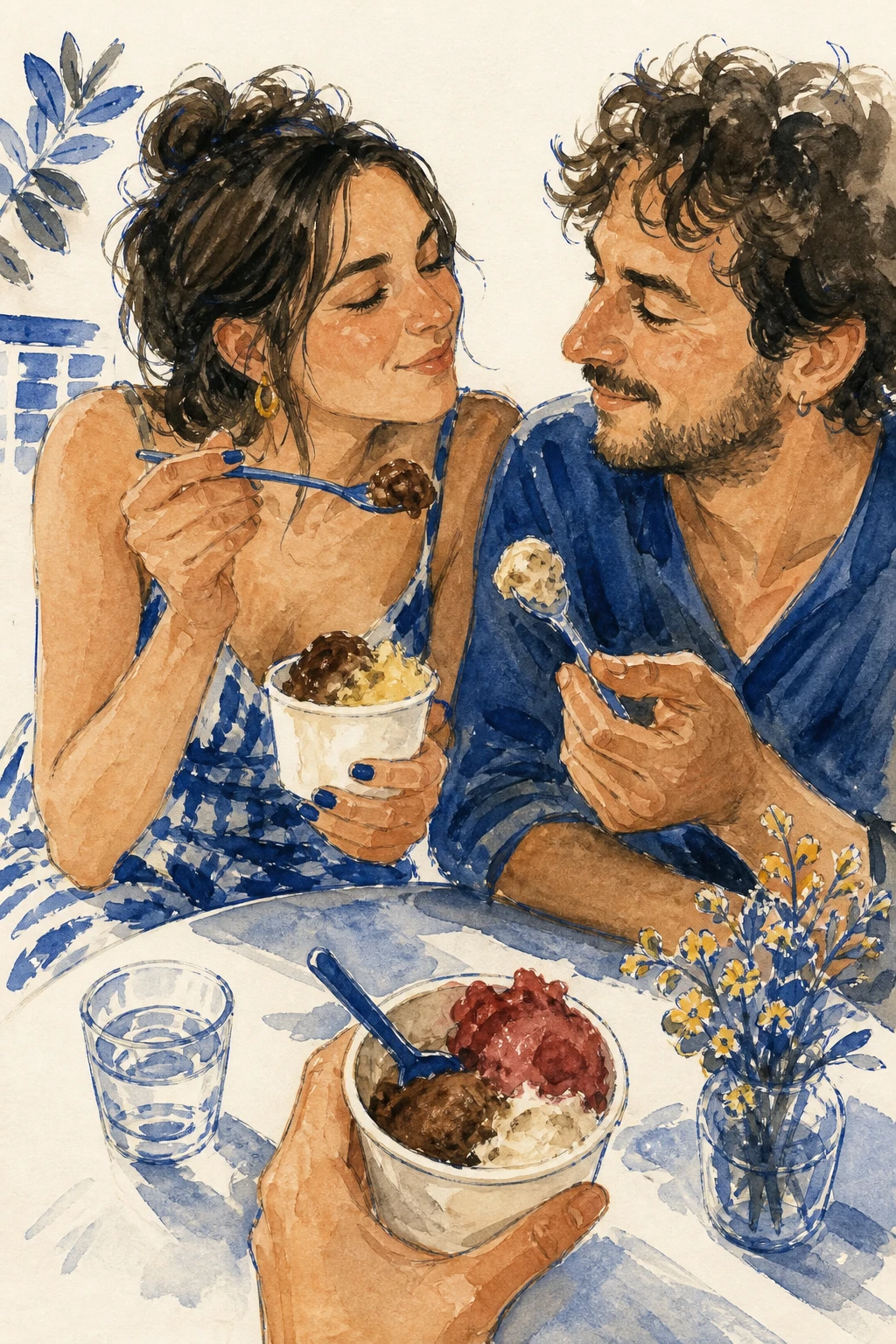 Ilustração conceitual de uma pessoa desenvolvendo receita de gelato