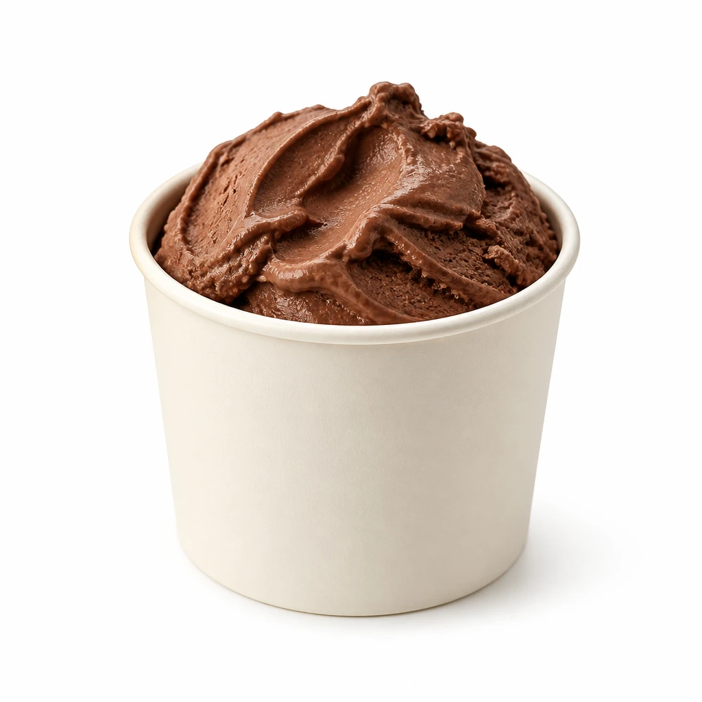 Copo aberto com gelato de chocolate